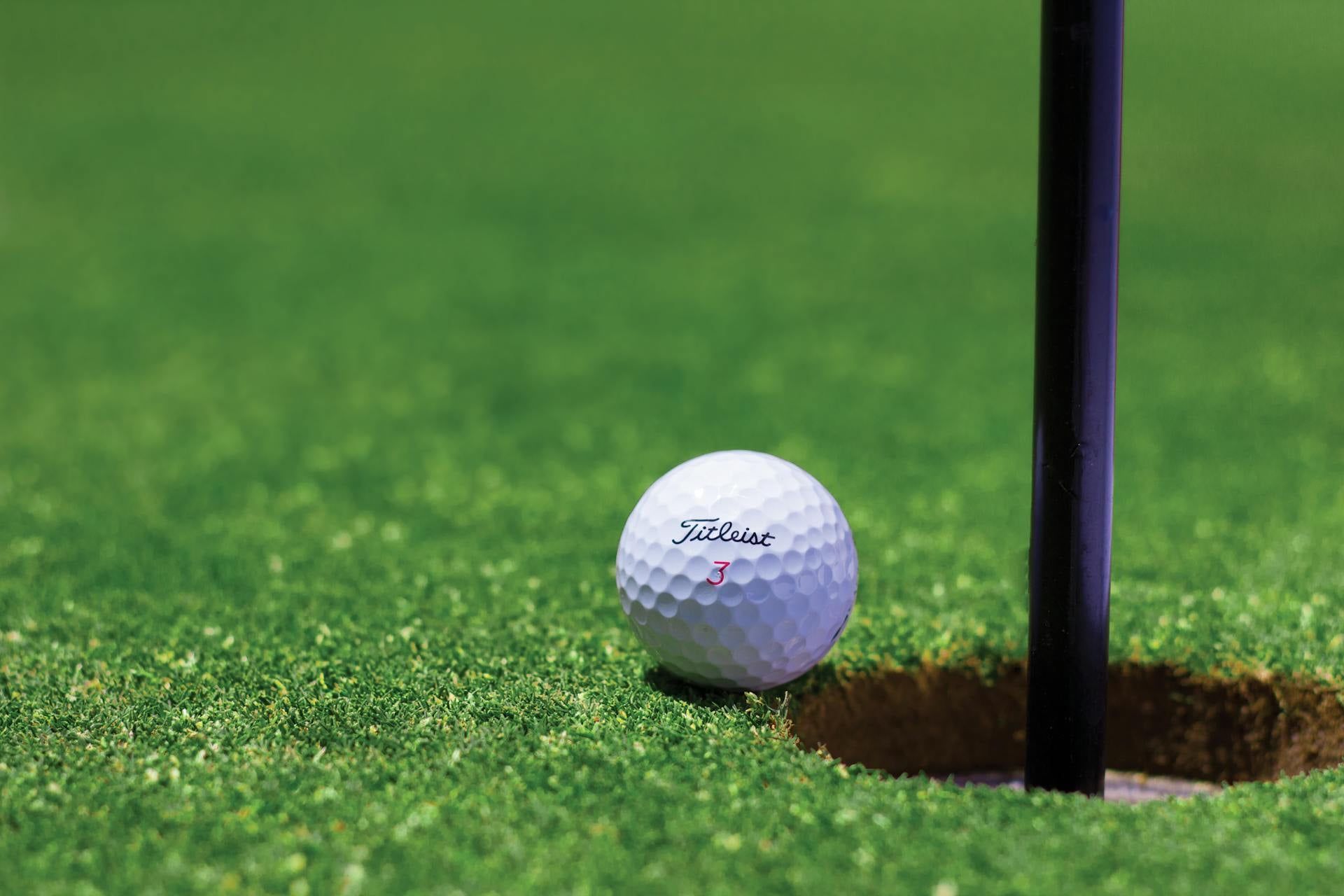 Golfer on a links course near St Andrews, Scotland